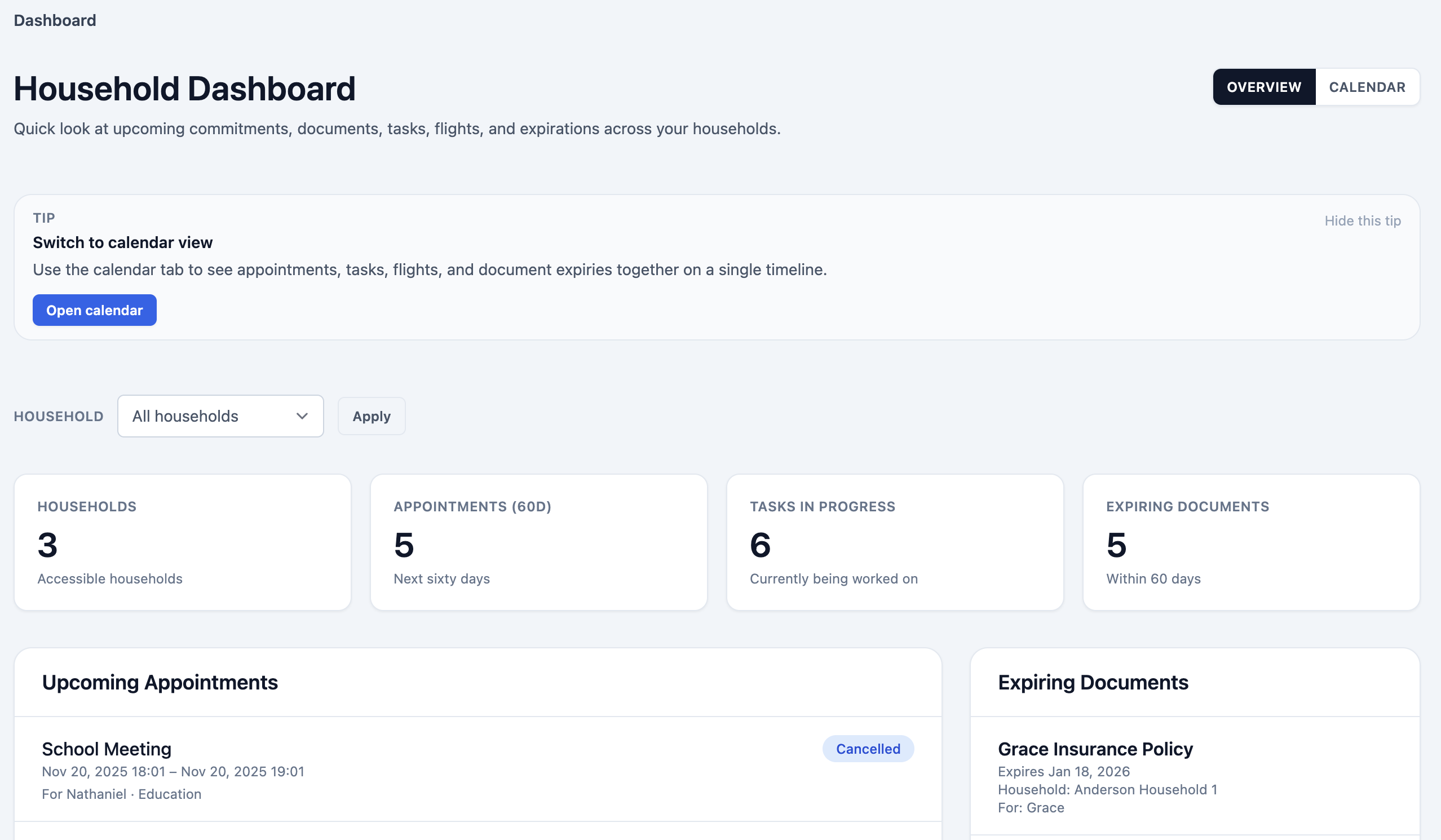 AssistHive dashboard preview