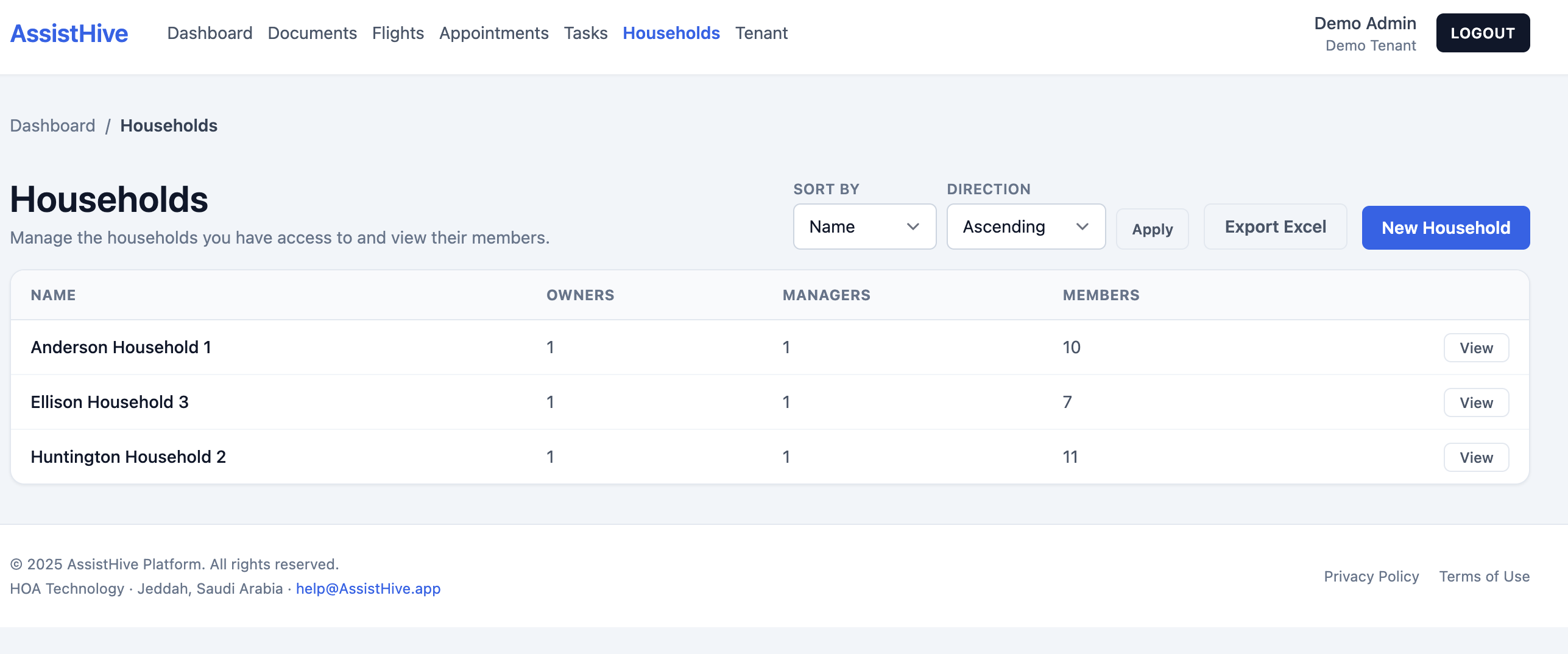 AssistHive household management screenshot placeholder